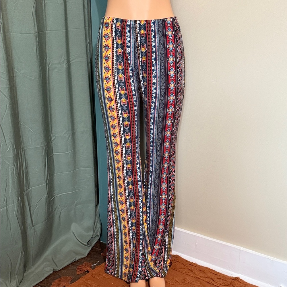 Lush Multicolor Patterned Flare Pants - image 1
